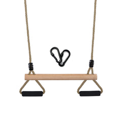YAERSI wooden trapeze swing bar with sponge handle for safe indoor play.