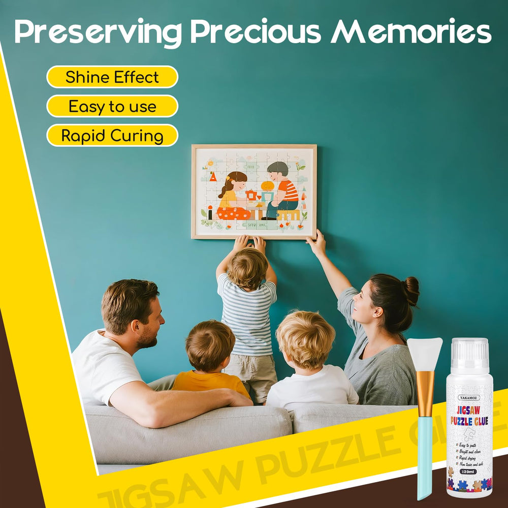 YAKAMOZ jigsaw glue applying on puzzle surface for even coverage.
