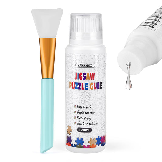 YAKAMOZ jigsaw glue bottle with sponge head showing easy application