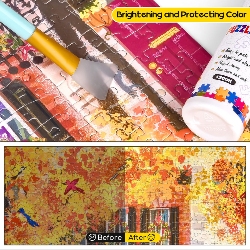 YAKAMOZ jigsaw glue dries clear with a glossy finish.