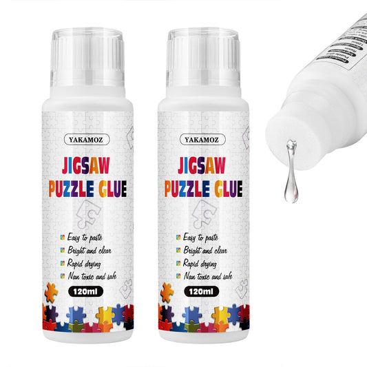YAKAMOZ jigsaw glue with sponge head enables even application for puzzles.
