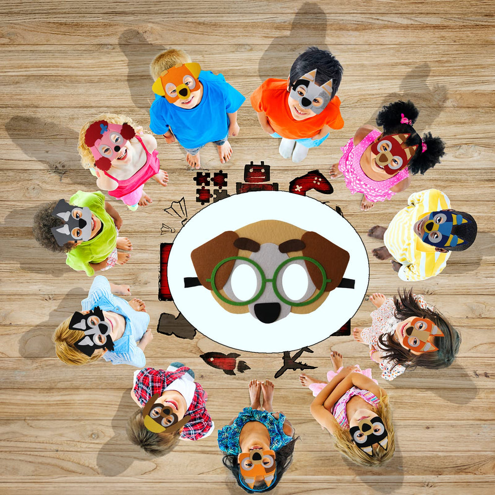 YALARY blue puppy dog felt mask, ideal birthday party favor for kids