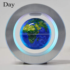 YANGHX LED light blue globe illuminates the levitating globe for ambient nighttime ambiance.