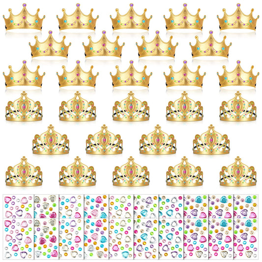Yaomiao 66-piece princess tiara kit with crowns and stickers for creative play.