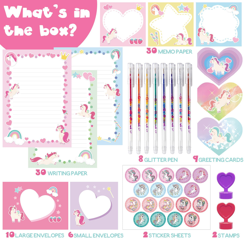 Yasest unicorn writing papers ready for school notes and letters