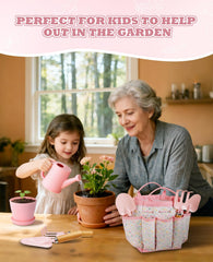 YAUNGEL kids gardening set gloves and apron image protecting hands during planting
