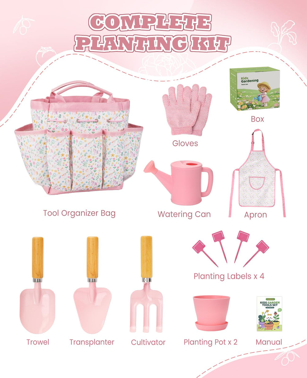 YAUNGEL kids gardening set tote bag image for organized outdoor play