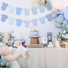 Yavxzvbw plaid bodysuits banner piece enhances boy-themed shower decor.
