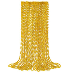 YAXINRUI gold bead necklace set, 12 pieces, ideal Mardi Gras accessory and costume piece.