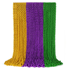 YAXINRUI Mardi Gras beads full pack in gold, green, purple for festive look and versatility.