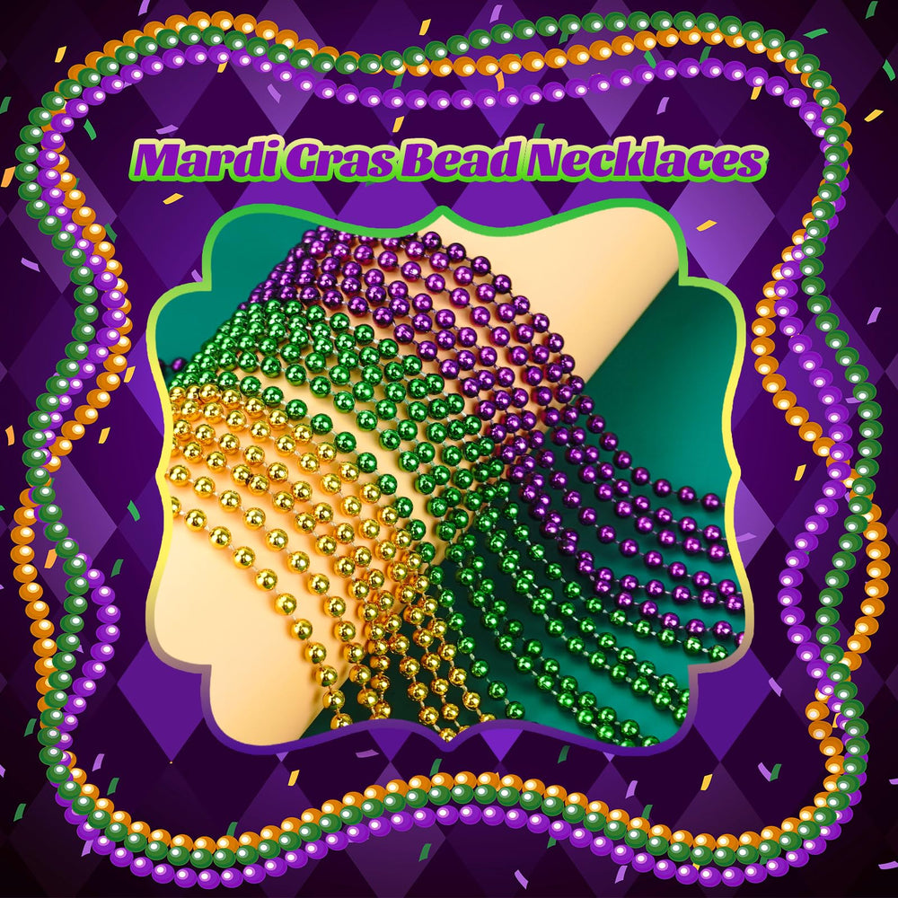 YAXINRUI Mardi Gras beads purple close-up emphasizing glossy sheen and long-lasting shine.