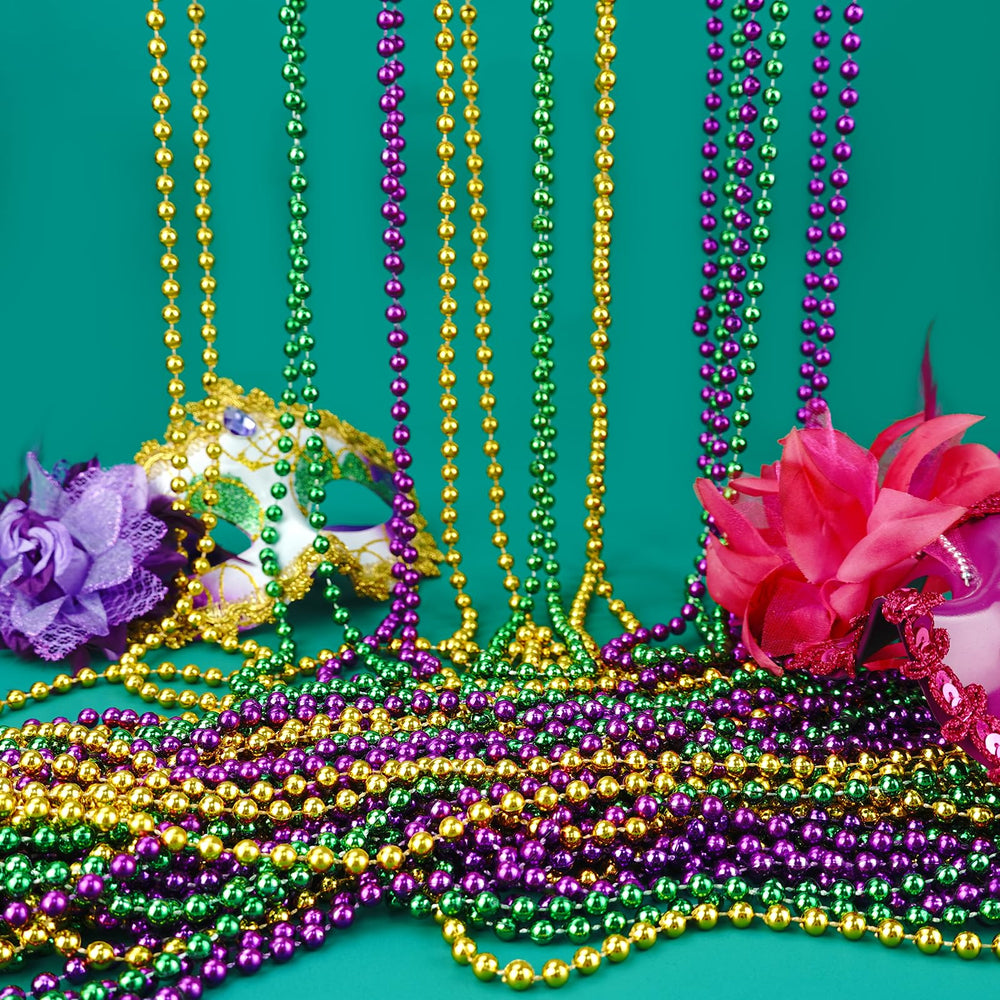 YAXINRUI Mardi Gras beads purple close up, smooth finish for skin friendly celebrations