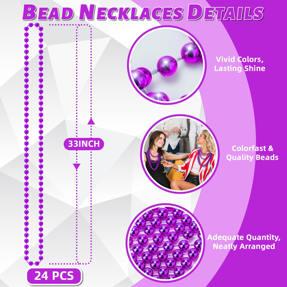 YAXINRUI bulk pack of purple Mardi Gras beads for easy stocking.