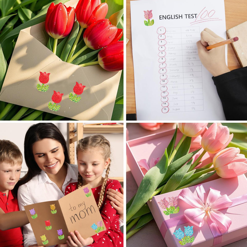 YCDMLJC tulip stickers enhance scrapbooks, diaries, and bookmarks.