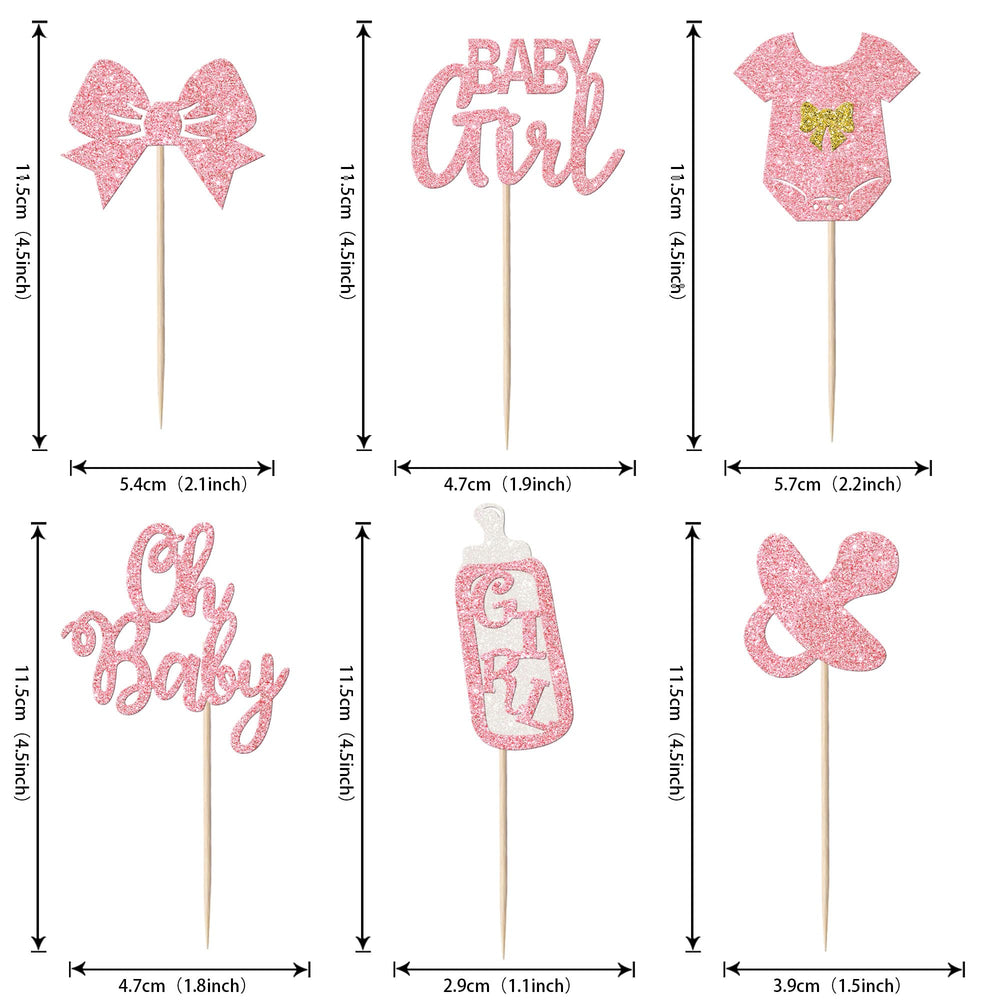 YCTHUNFISH Pink baby shower toppers decorate cupcakes, cookies, and desserts with charming accent.