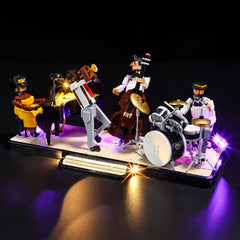 YEABRICKS LEDs illuminate the Lego Jazz Quartet for dramatic glow.