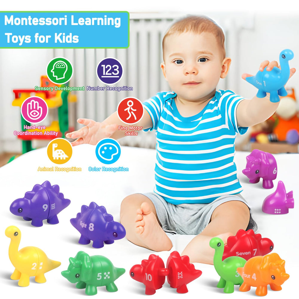 Bright classroom-ready dinosaur play set ideal for group and individual activities.