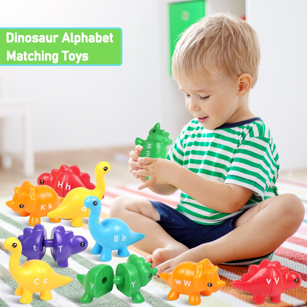 Yeahbof dinosaur fronts and backs showing uppercase and lowercase letters.