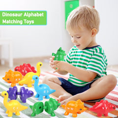 Yeahbof dinosaur fronts and backs showing uppercase and lowercase letters.