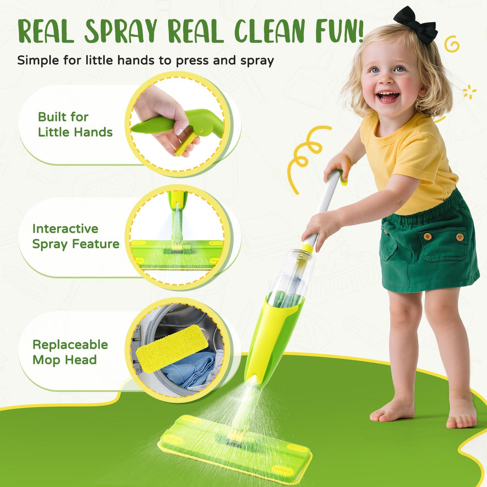 Yeeammk toddler broom in bright colors supports early cleaning skills.