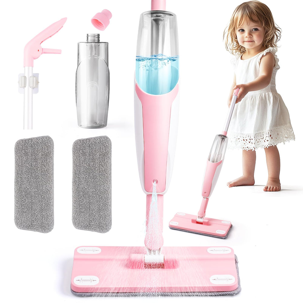 Yeeammk pink mini spray mop designed for easy grip by toddlers.