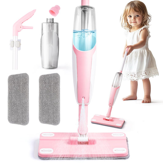Yeeammk pink mini spray mop designed for easy grip by toddlers.