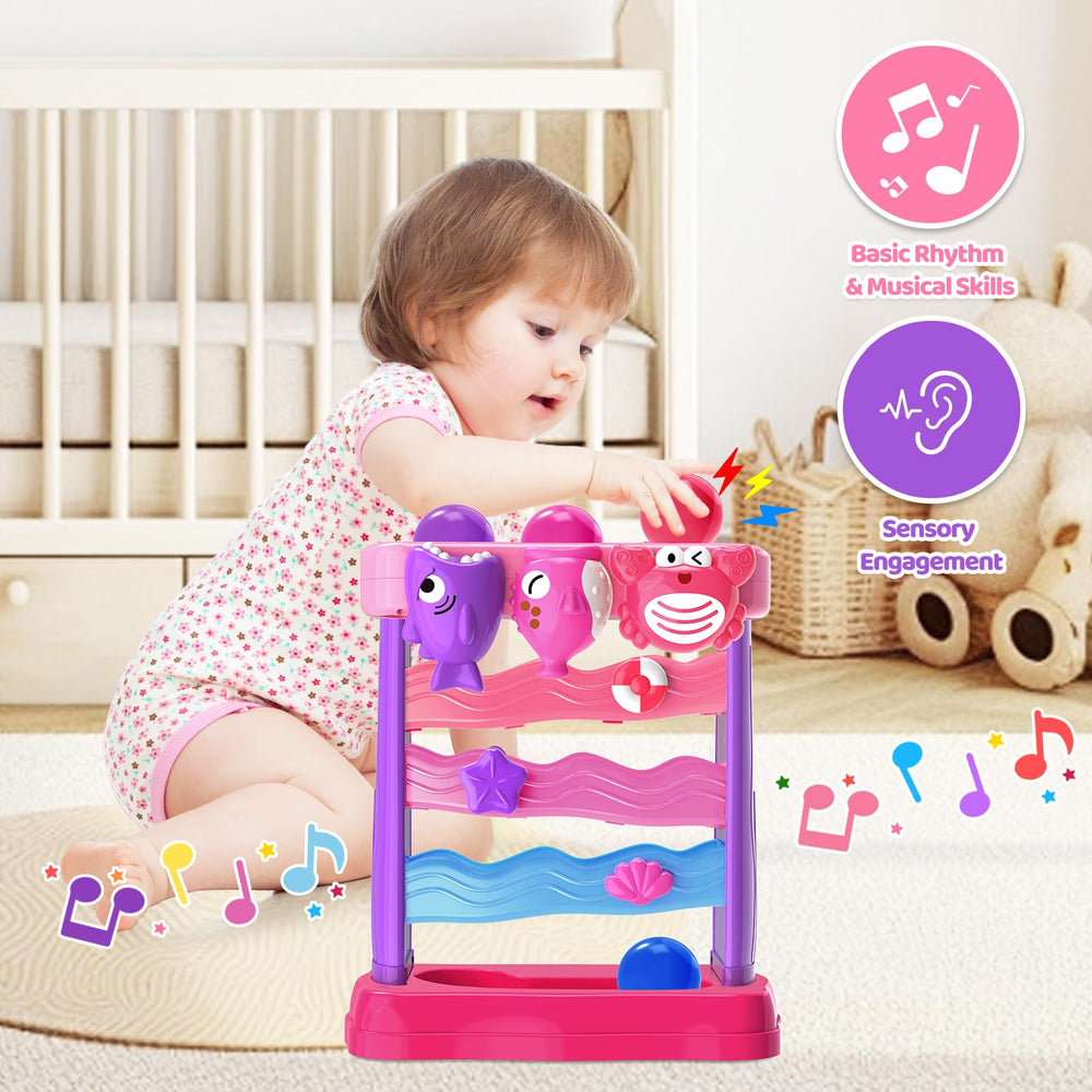 YEGEER pink interactive toddler toy with buttons and sounds for engaging learning.