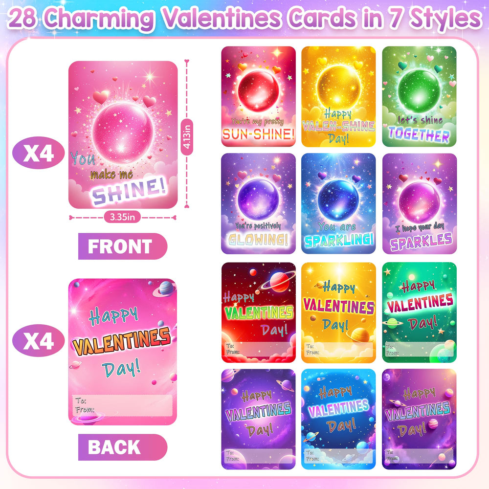YEGEER Valentines card designs featuring seven playful motifs for kids.