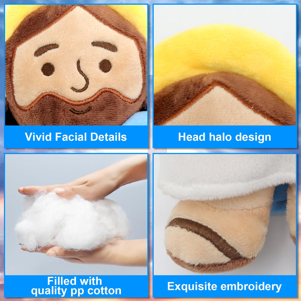 Yelakey Jesus plush in brown sandals and lifelike expression