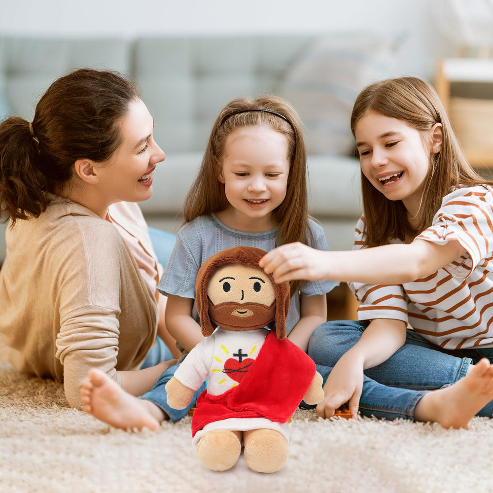 Yelakey Jesus plush as a baptism gift idea for babies or young children.