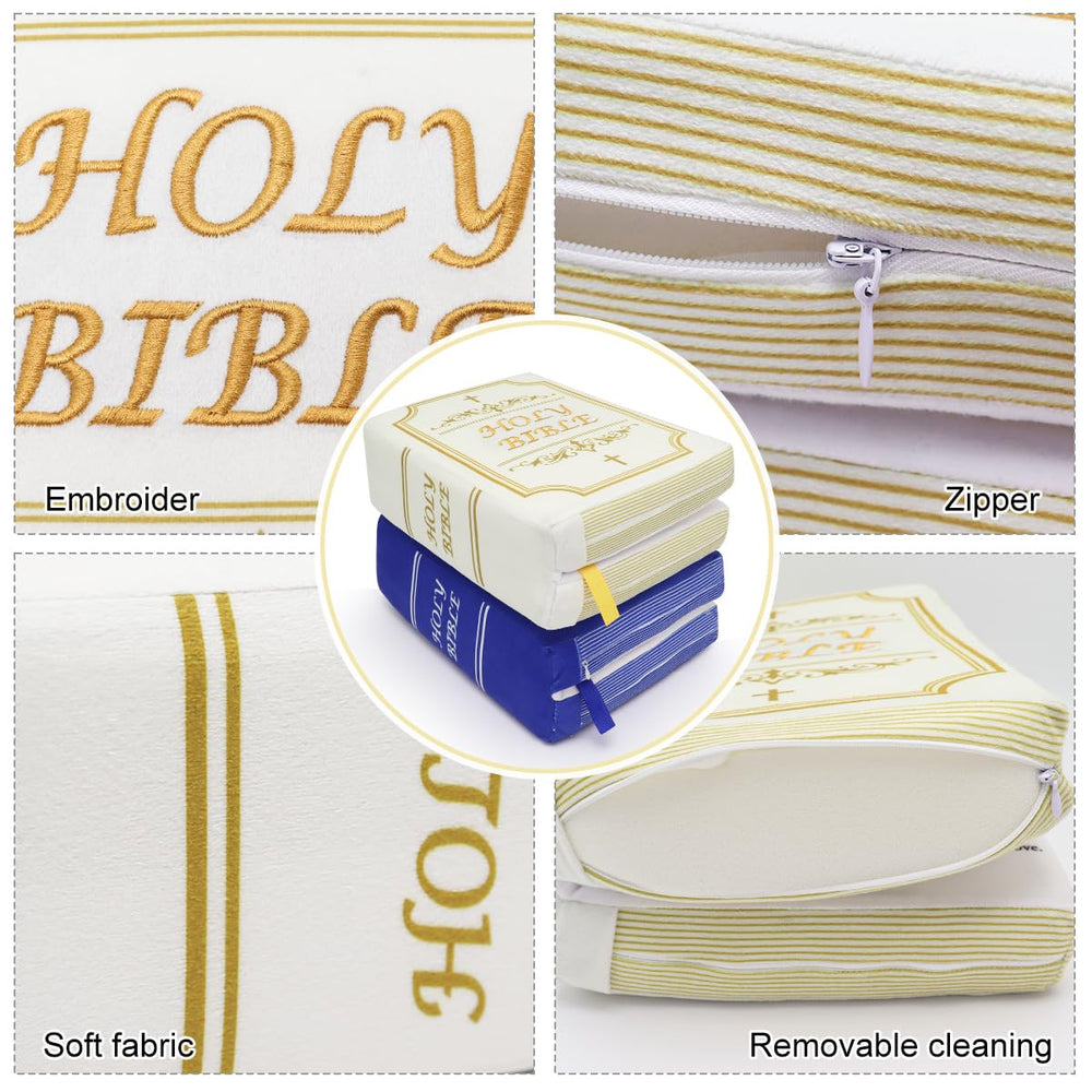 Yelakey Bible Pillow blue Bible with Matthew 6 verse provides calming inspiration.