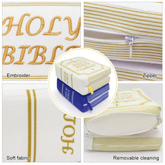 Yelakey Bible Pillow blue Bible with Matthew 6 verse provides calming inspiration.