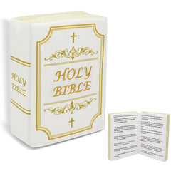 Yelakey Bible Pillow open view shows memory foam for cozy hugs.