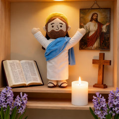 Yelakey Jesus plush brown sandals detail completing authentic look