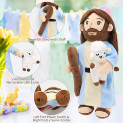 Yelakey Jesus plush with detachable lamb Velcro enables interactive play.