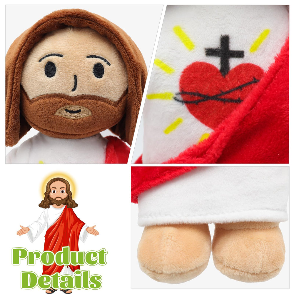 Yelakey Jesus plush in a sitting pose, friendly and comforting for kids.