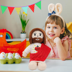 Yelakey Jesus plush arrives in vacuum packaging ready to fluff.