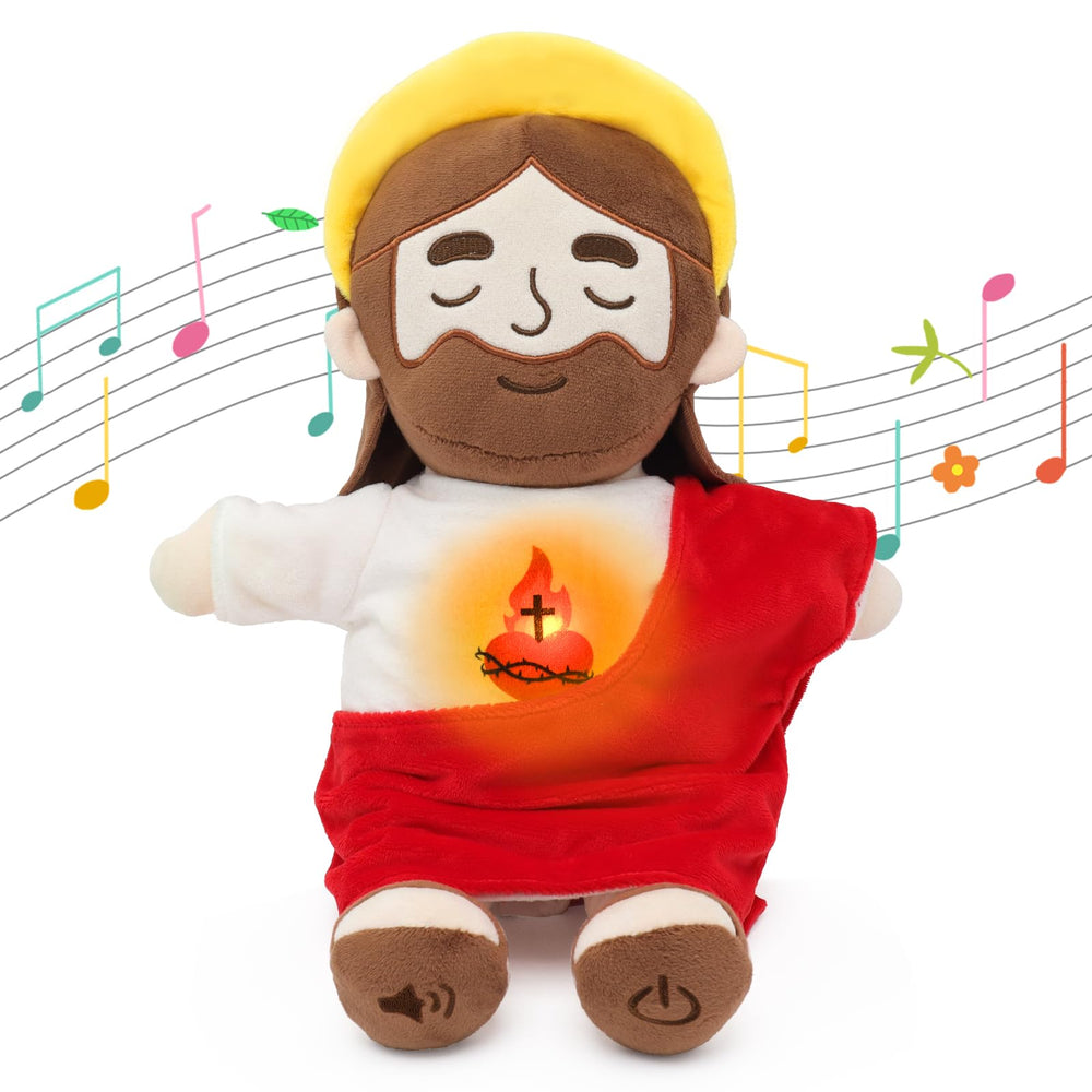 Yelakey soothing Jesus plush belly glow creates a comforting nighttime ambiance.