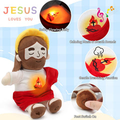 Yelakey Jesus plush dim-light halo detail promotes gentle sleep.