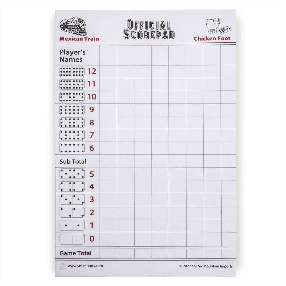 Yellow Mountain Imports 3-Pack Mexican Train Scorepad cover aids organized gameplay