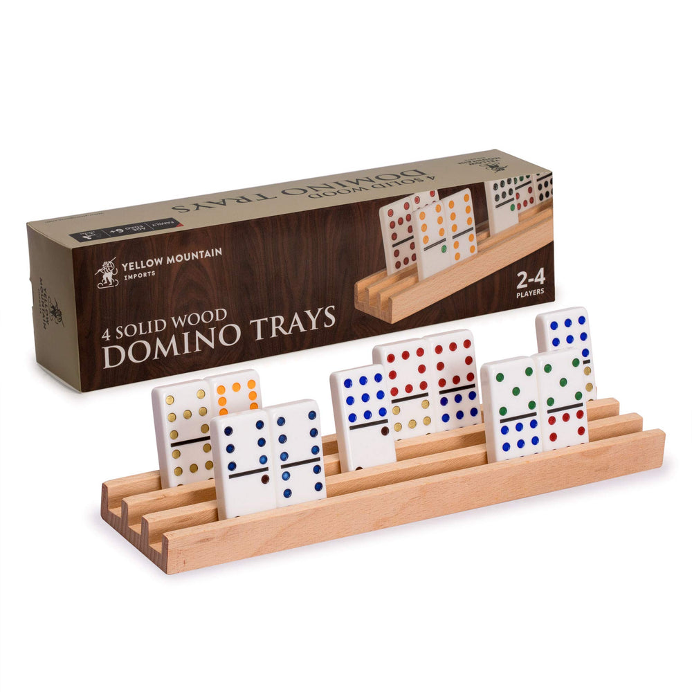 Yellow Mountain Imports beechwood domino racks top view for organized tiles and fatigue-free play