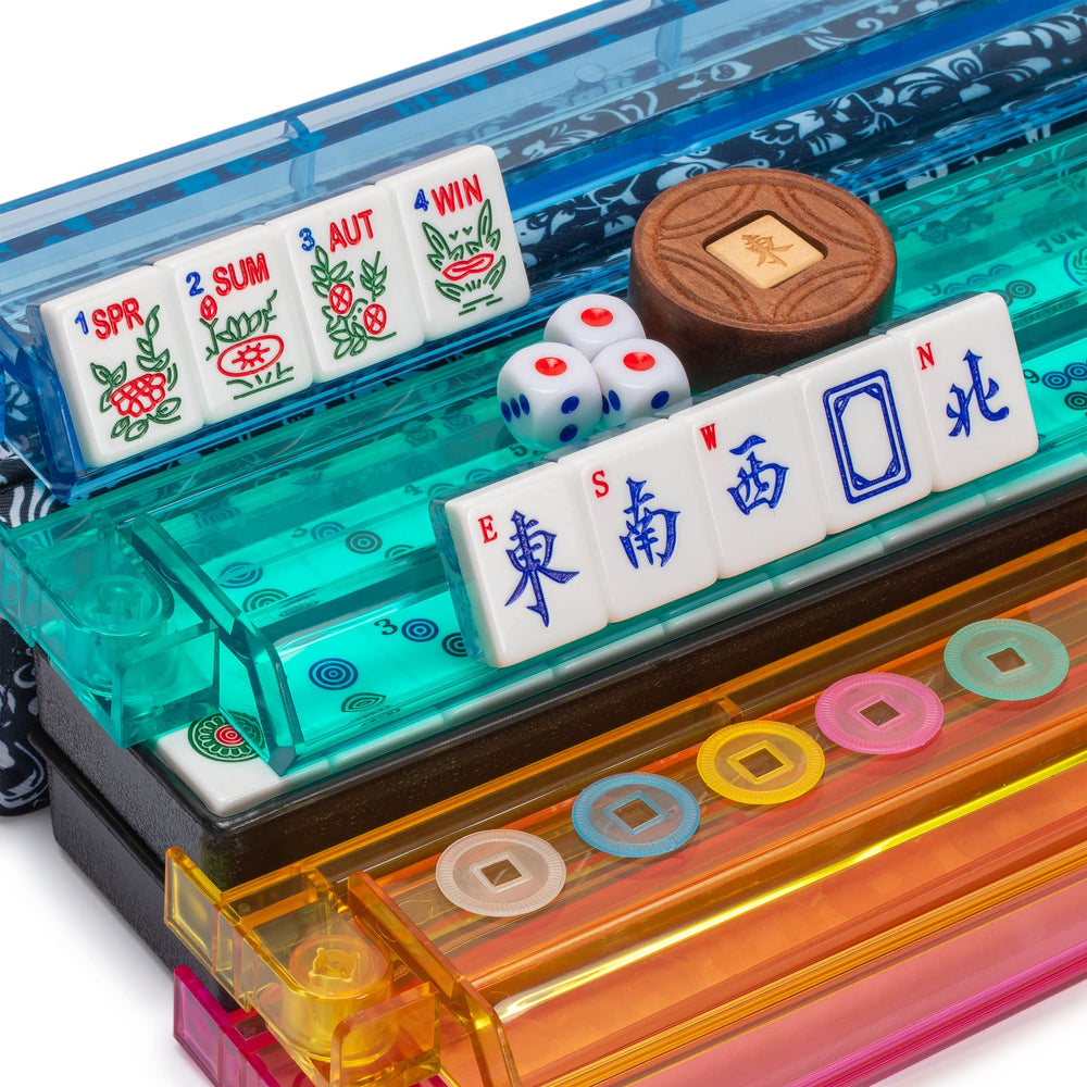 Durable acrylic mahjong racks with pushers for quick tile setup