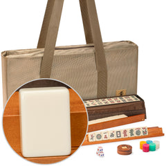 Yellow Mountain Imports Mojave tiles in ivory case for family play sessions.