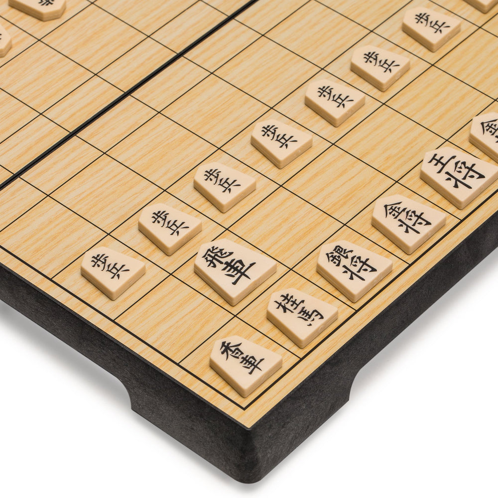 Yellow Mountain Imports Shogi board open, showing 9.6 inch square surface.