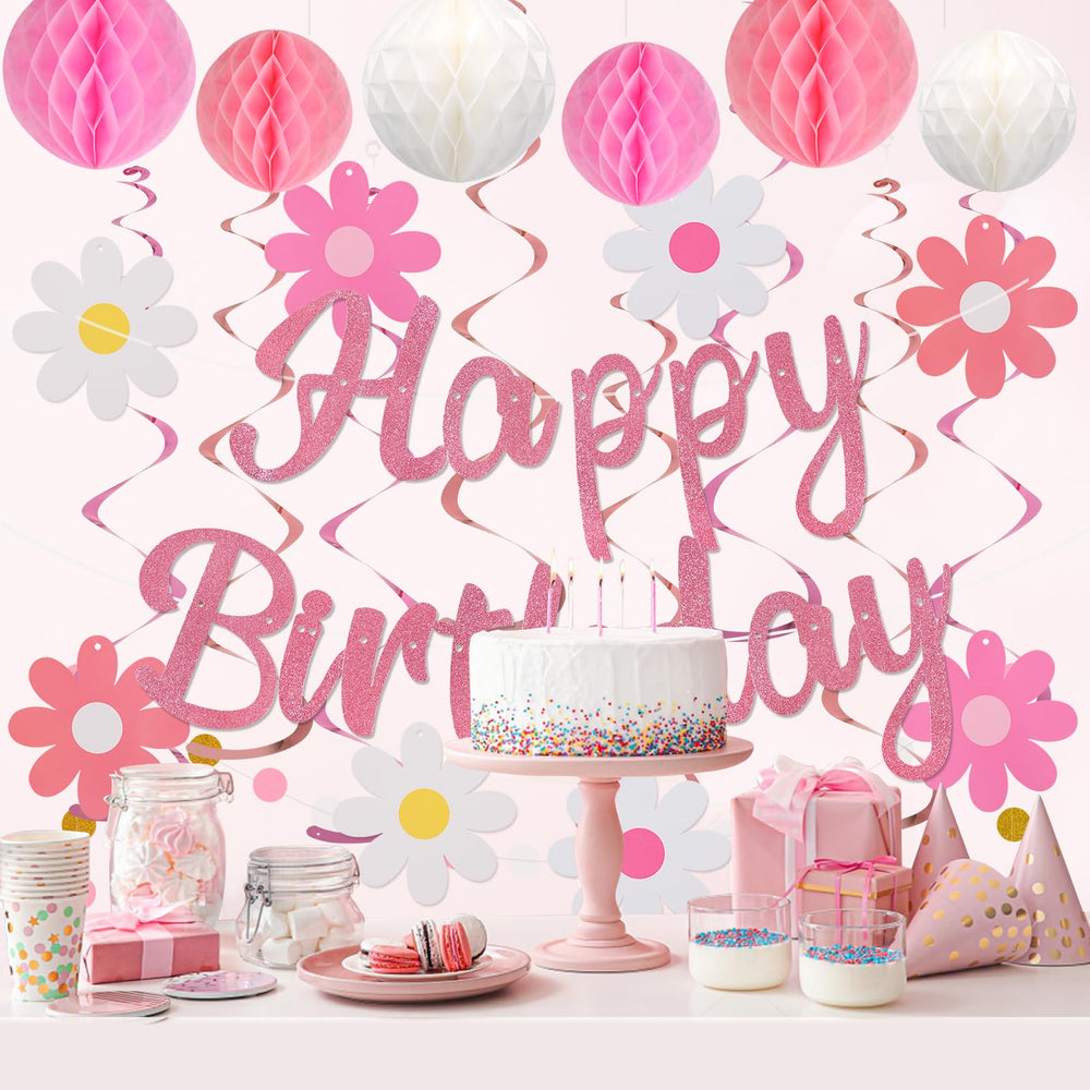 YEOCU pink hanging swirls create dynamic wall decor