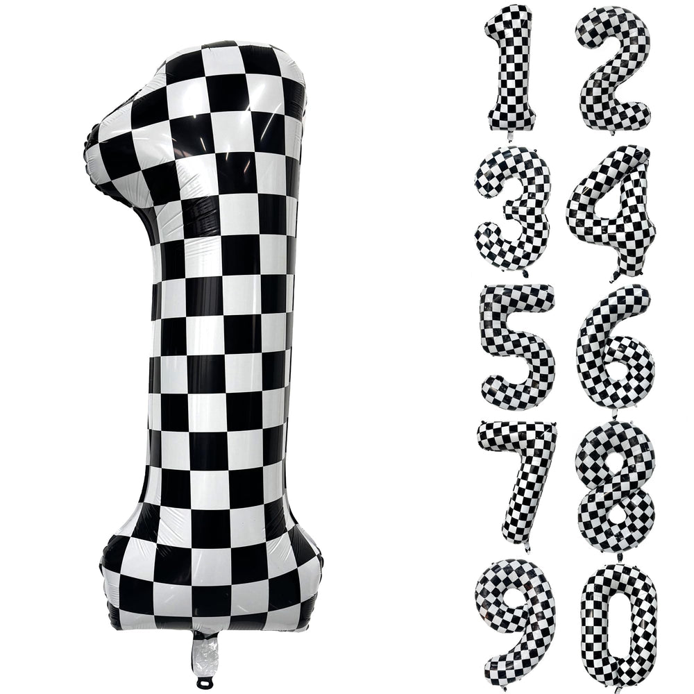 Yeodong checkered number balloon 1 in black and white, 40 inch, ideal birthday decor