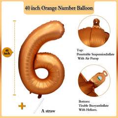 Yeodong orange number 6 foil balloon, durable material for long-lasting helium float.