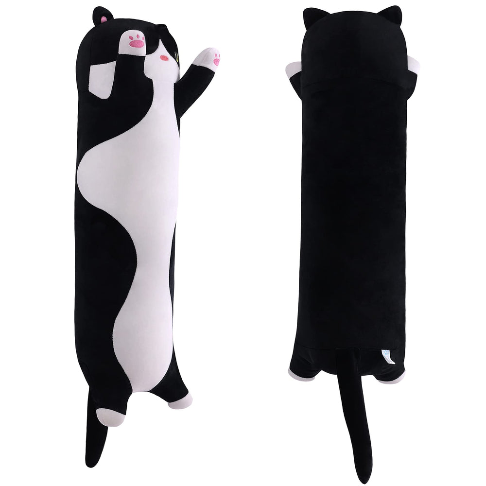 Yeqivo black cat plush pillow side view ideal for naps