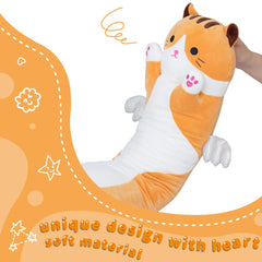 Yeqivo cute cat plush pillow yellow 110cm large cuddle buddy