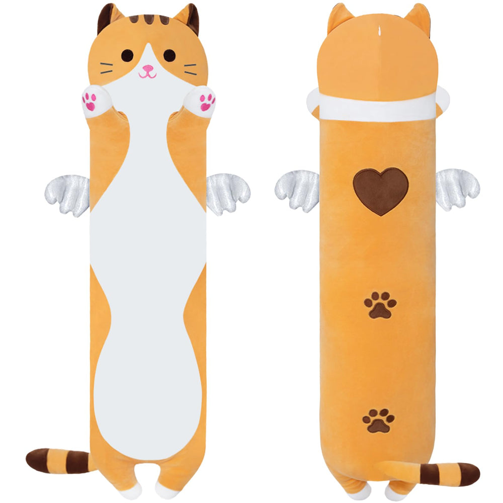 Yeqivo cute cat plush pillow yellow 50cm close-up for cozy hugs
